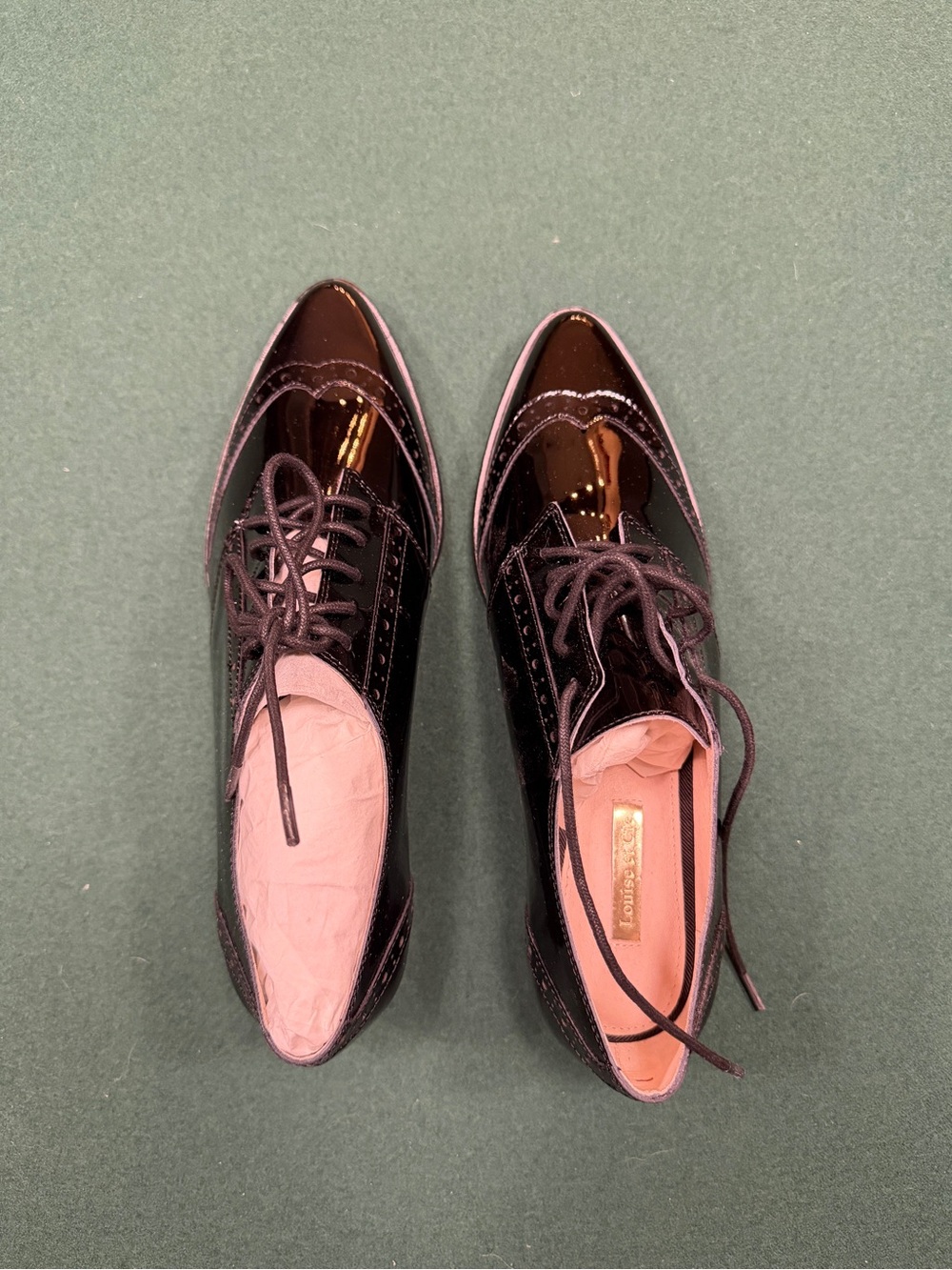 Louise et Cie Black Patent Leather Lace-Up Oxfords